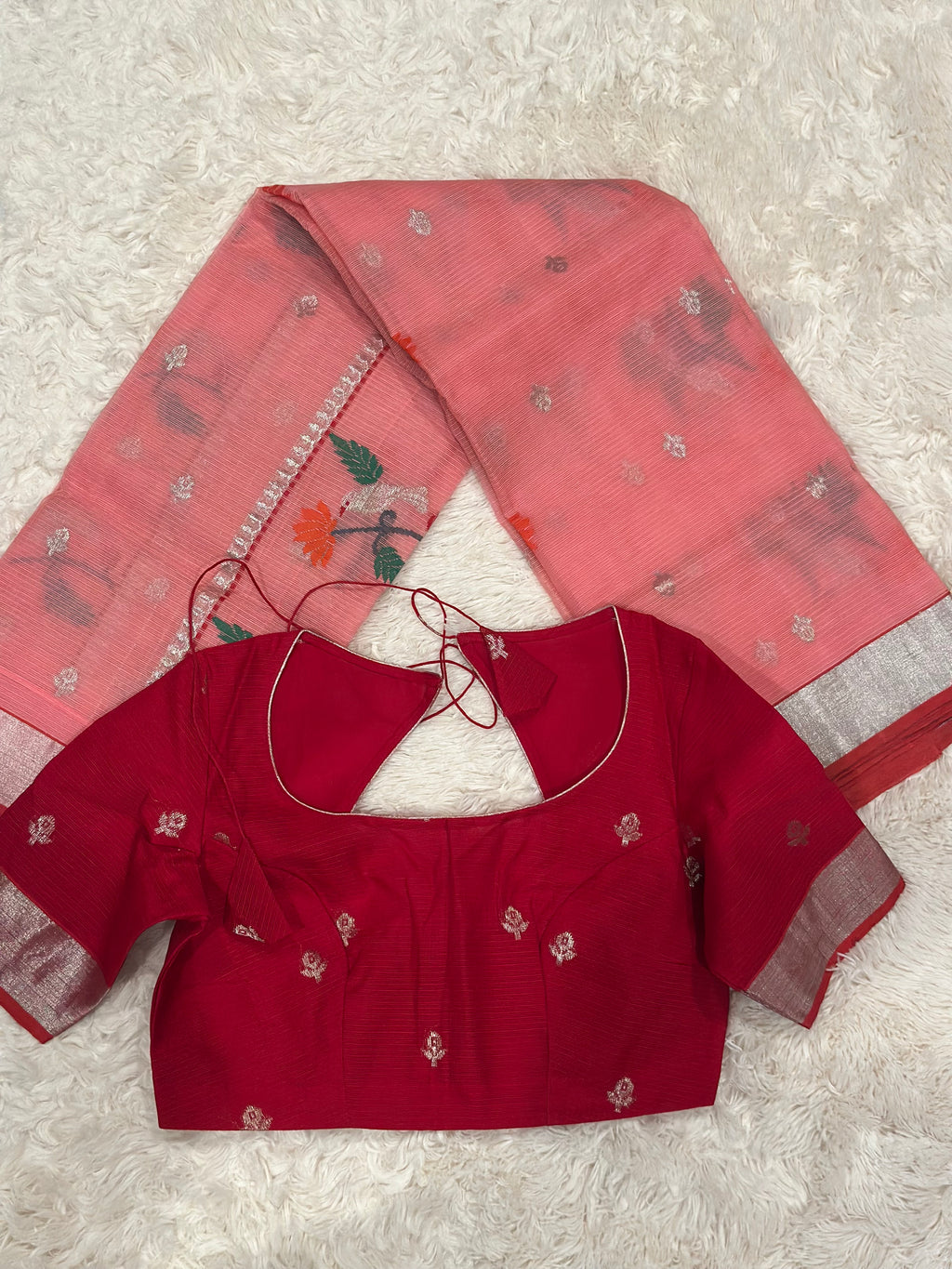 Peach - Zari Kota Saree