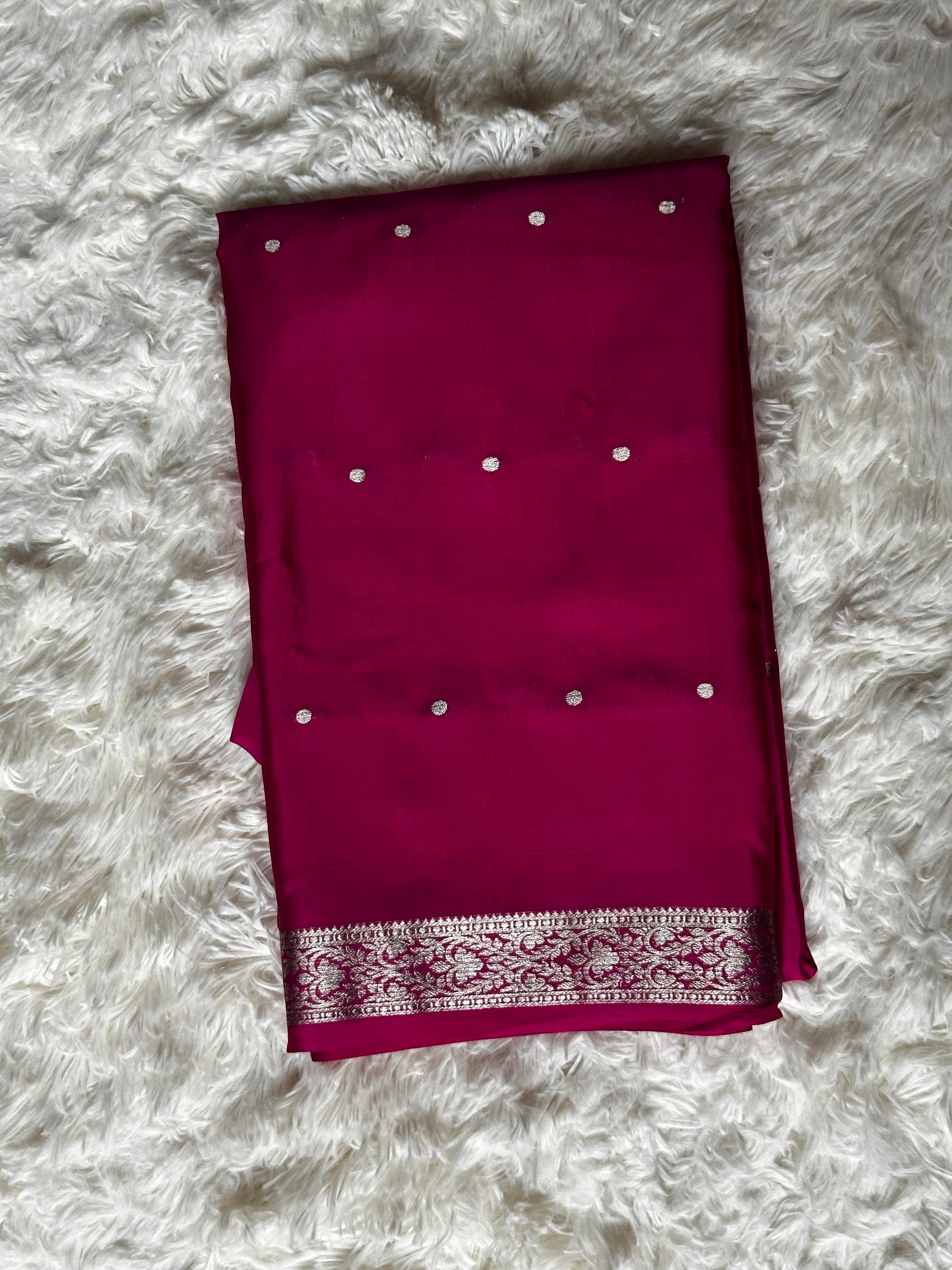 Fuchsia Pink - 85 Gsm - Mysore Crepe Saree