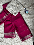 Fuchsia Pink - 85 Gsm - Mysore Crepe Saree