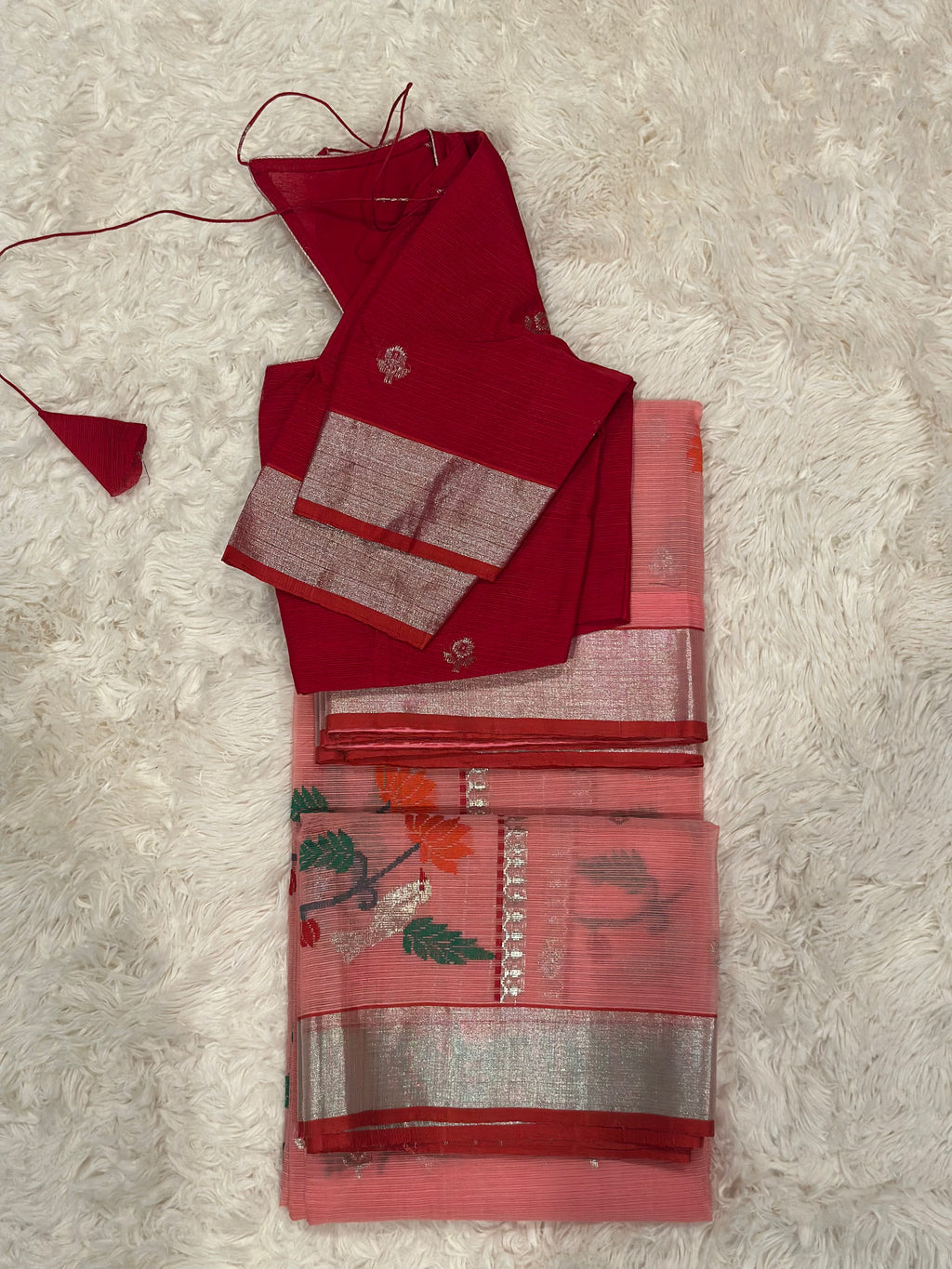 Peach - Zari Kota Saree