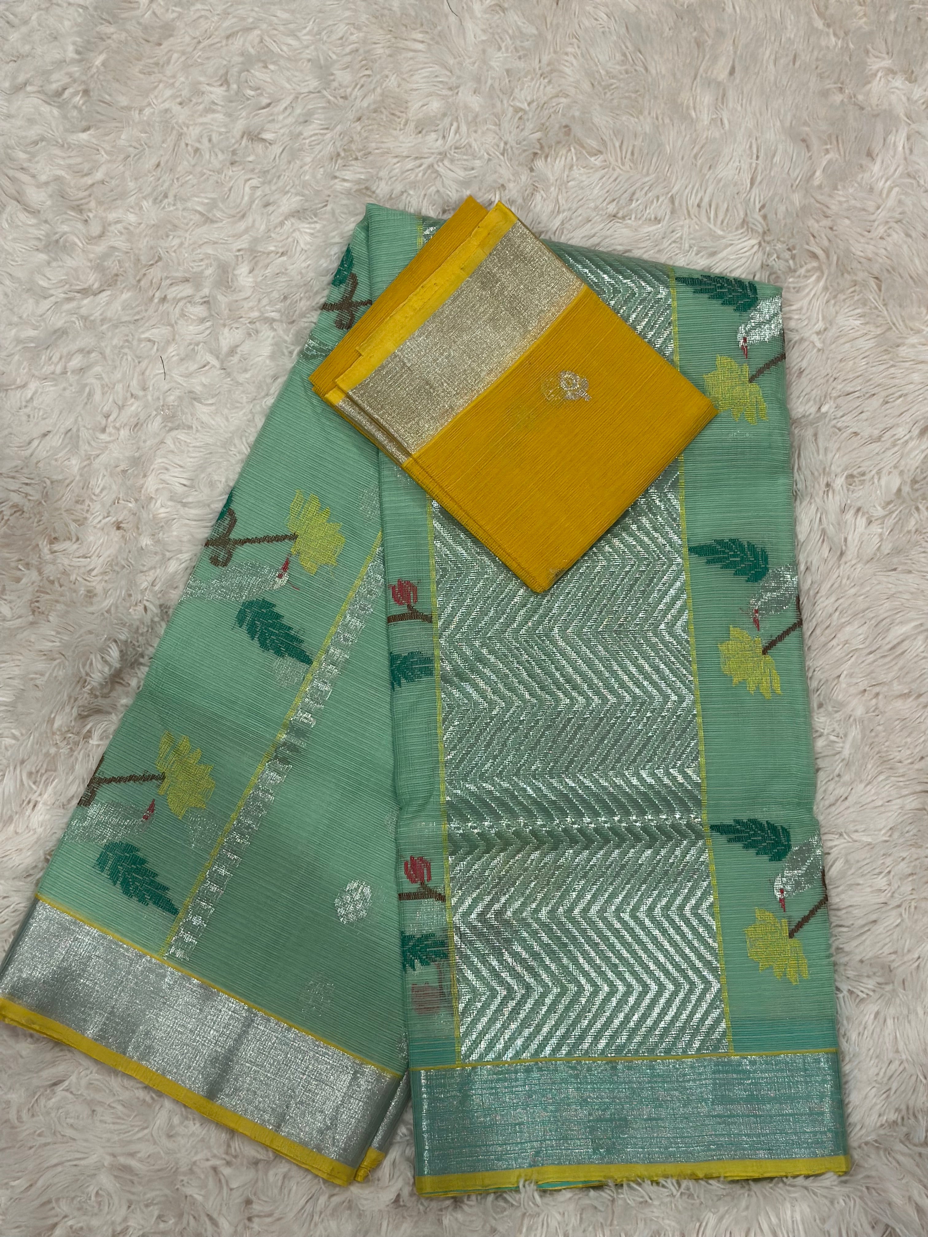 Pista Green & Yellow - Zari Kota