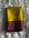 Olive Green & Magenta - Mysore Crepe Saree