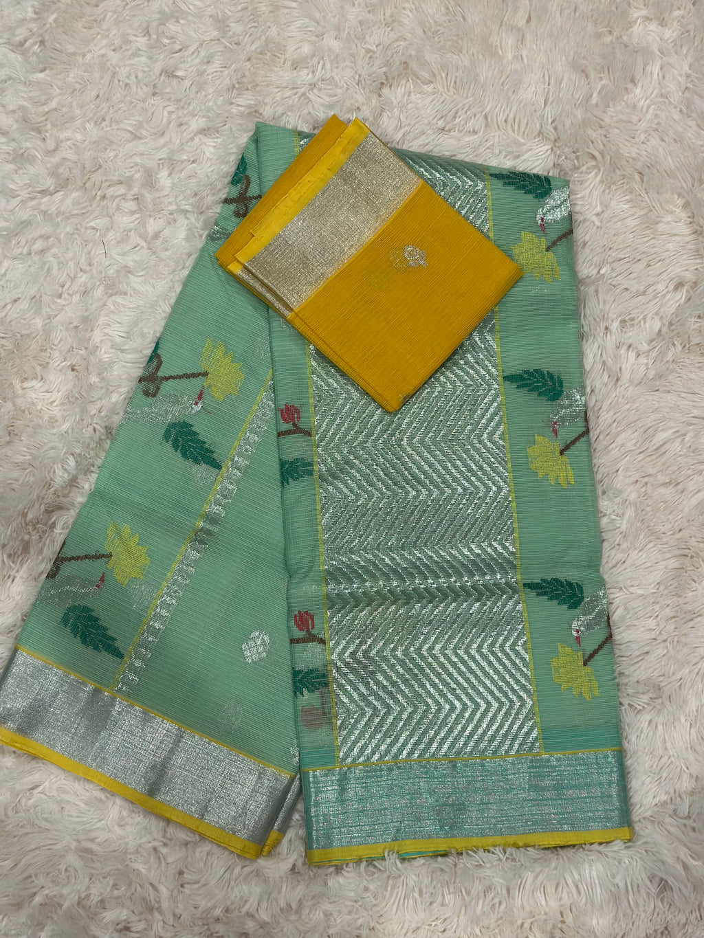 Pista Green & Yellow - Zari Kota