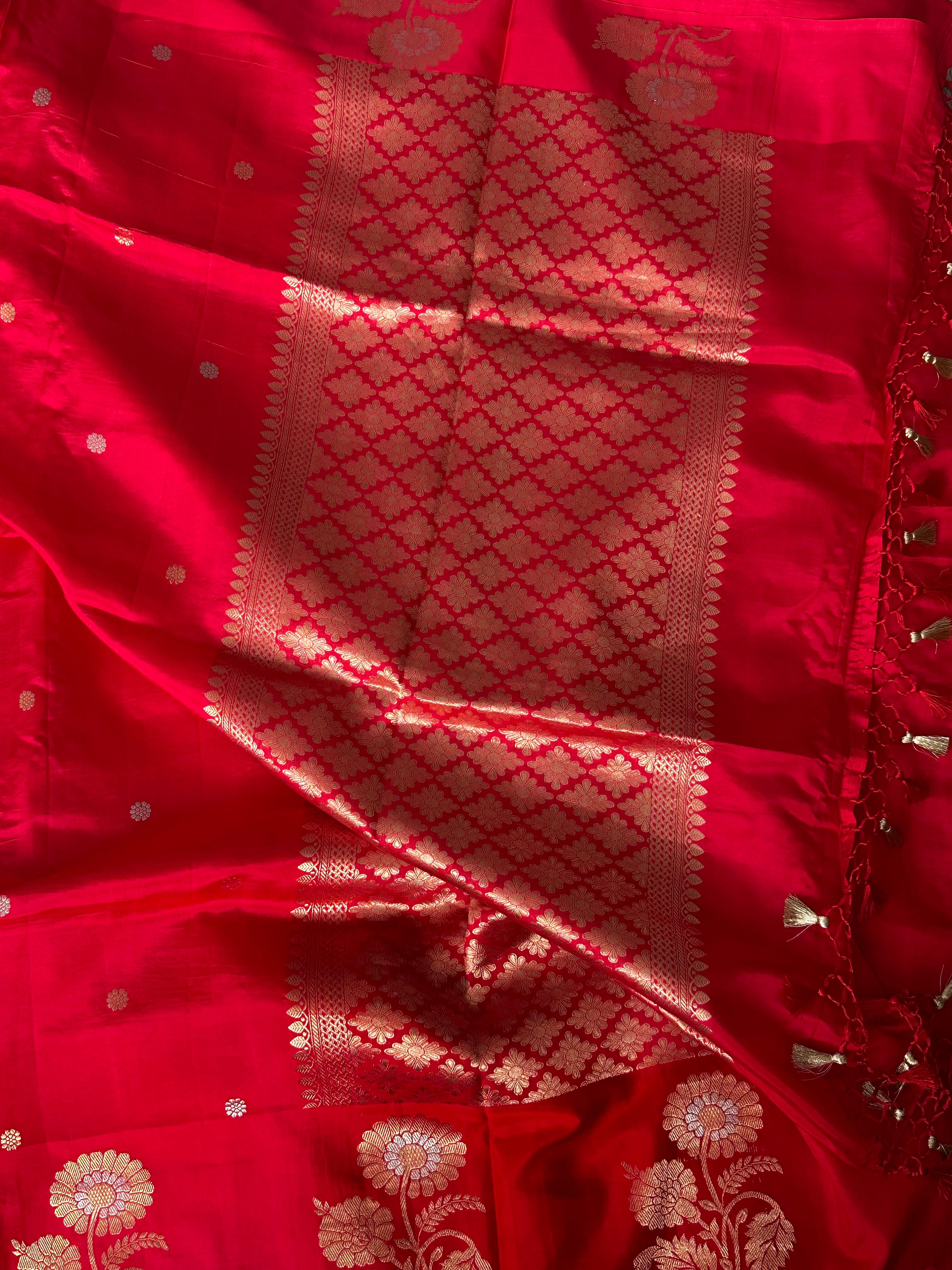 Red - Banarasi Katan Silk Saree