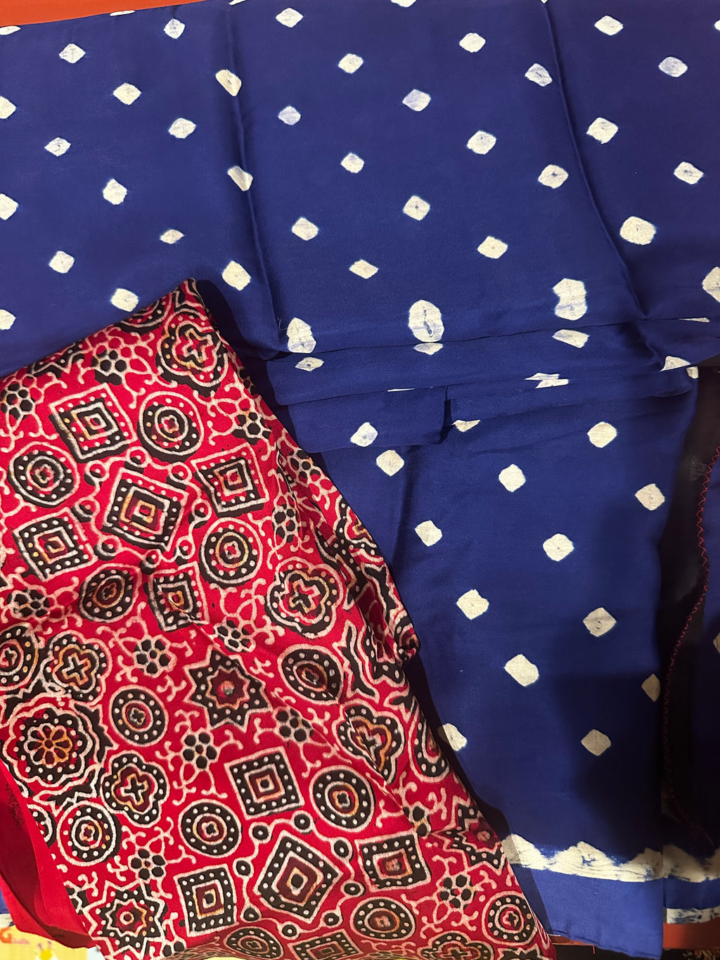 Blue & Red - Bandhani Ajrak