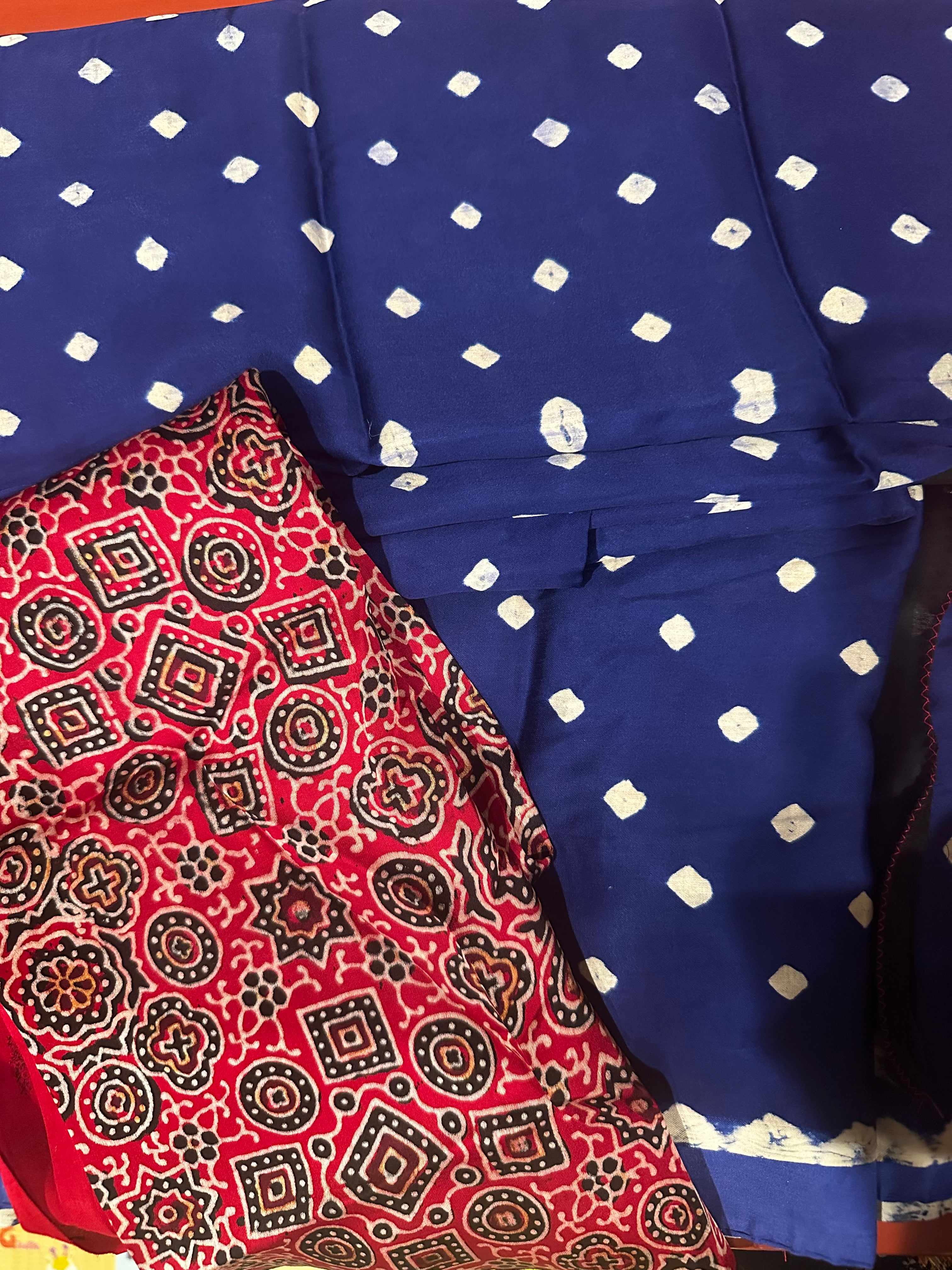 Blue & Red - Bandhani Ajrak