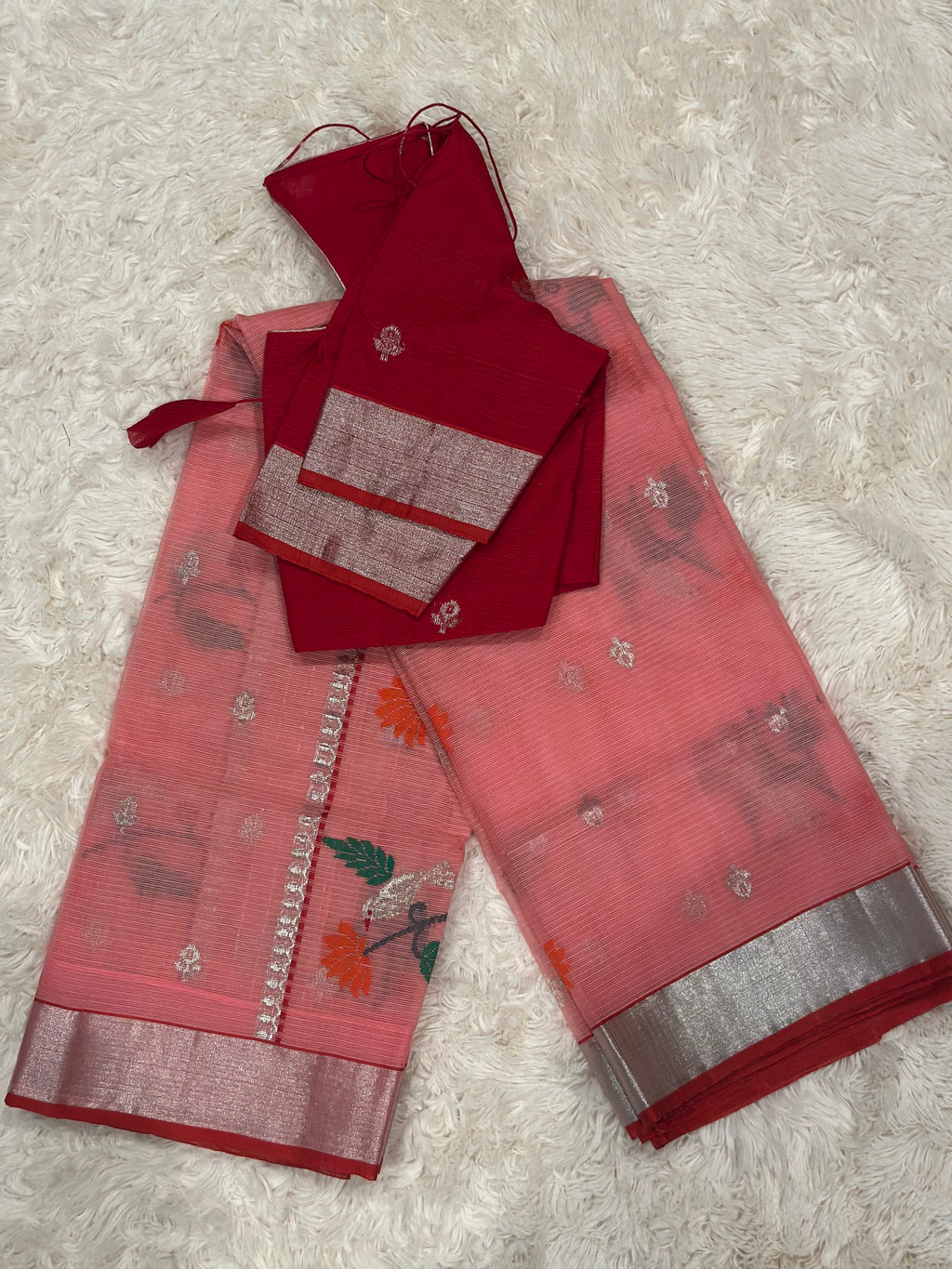 Peach - Zari Kota Saree