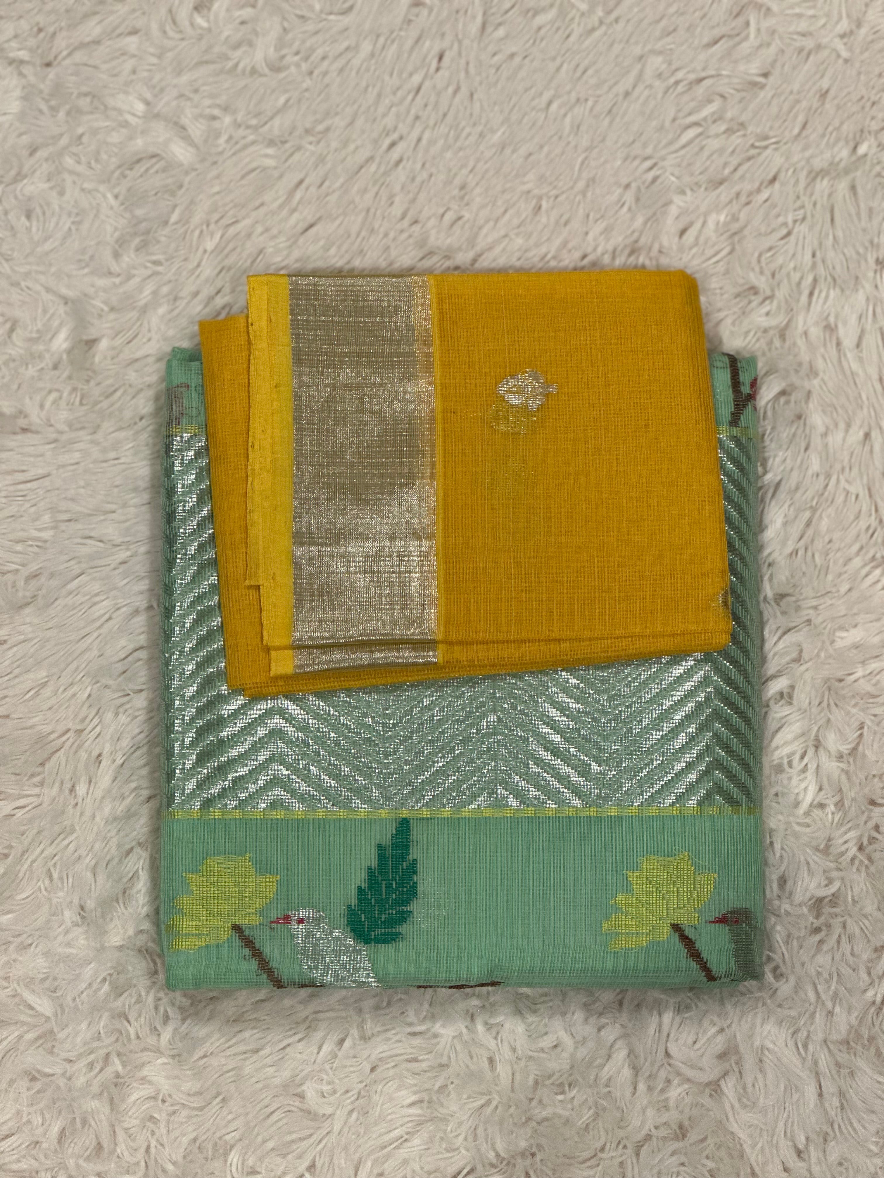 Pista Green & Yellow - Zari Kota