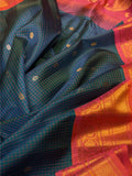 Blue and Peach - Gadwal Pattu Saree