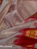 Off white and Red - Sico Gadwal Saree