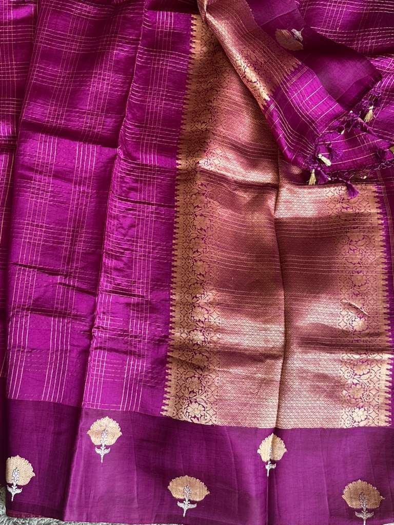 Magenta Banarasi Katan Silk Saree
