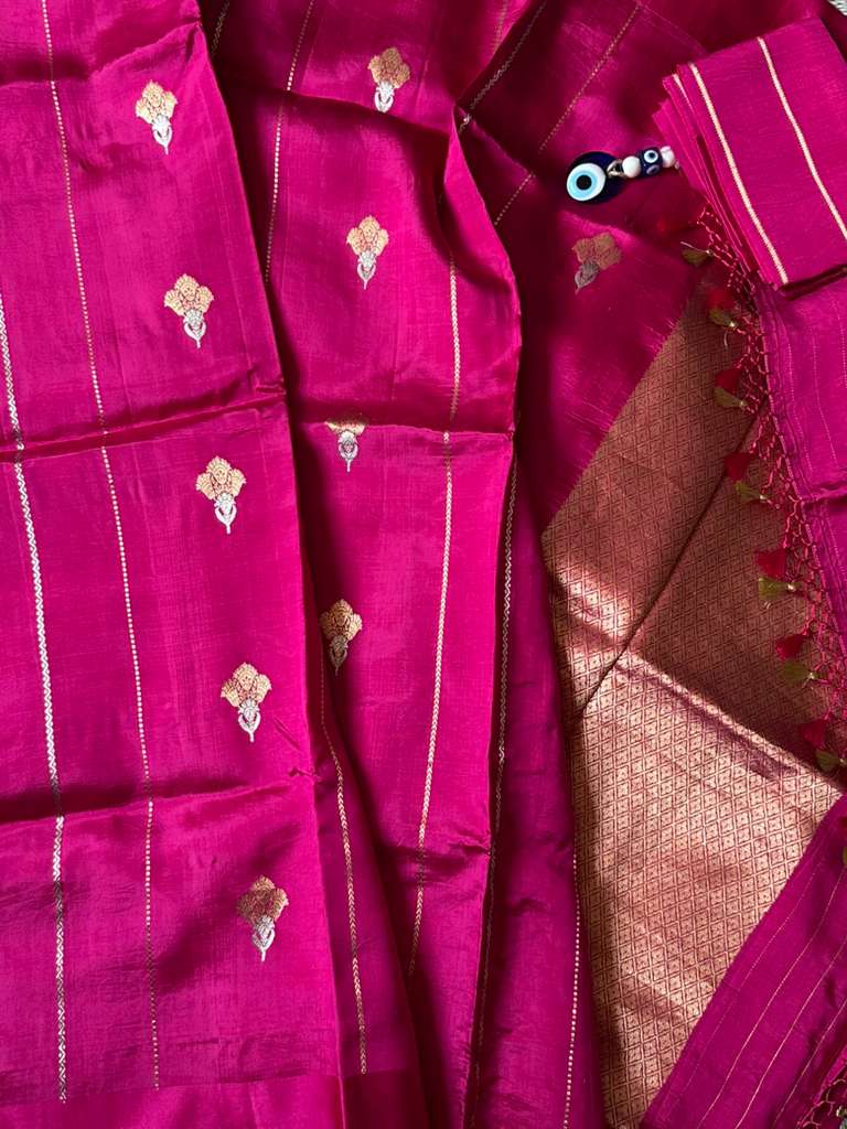 Fuchsia Pink - Banarasi Katan Silk
