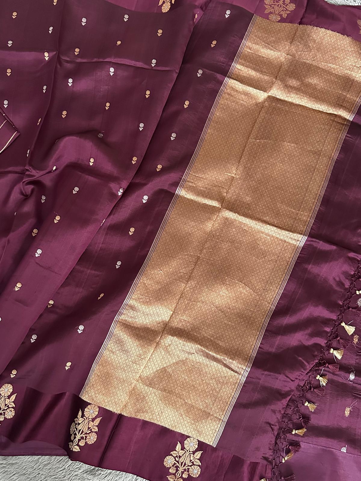 Wine / Plum - Banarasi Katan Silk