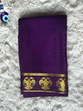Purple Gandaberunda - Mysore Crepe Saree
