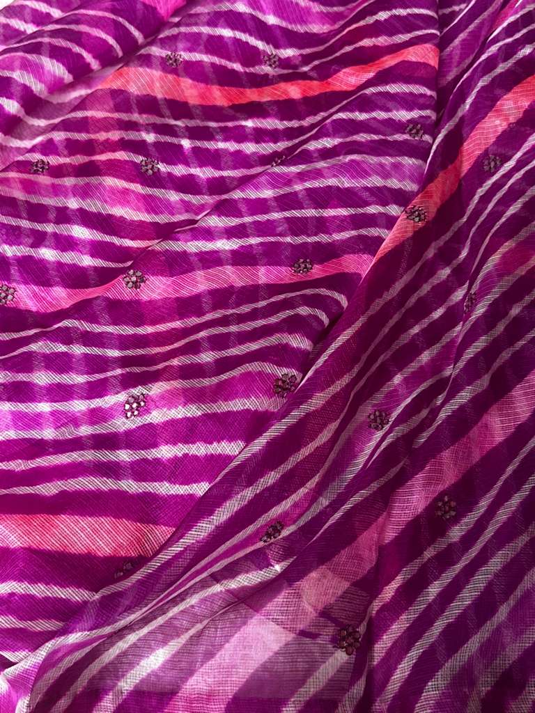 Purple - Lehariya Kota Silk Saree