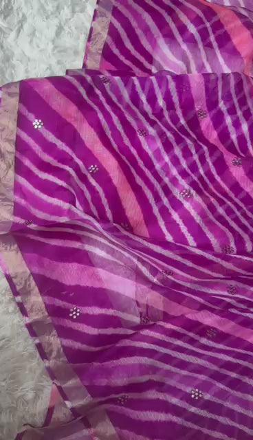 Purple - Lehariya Kota Silk Saree
